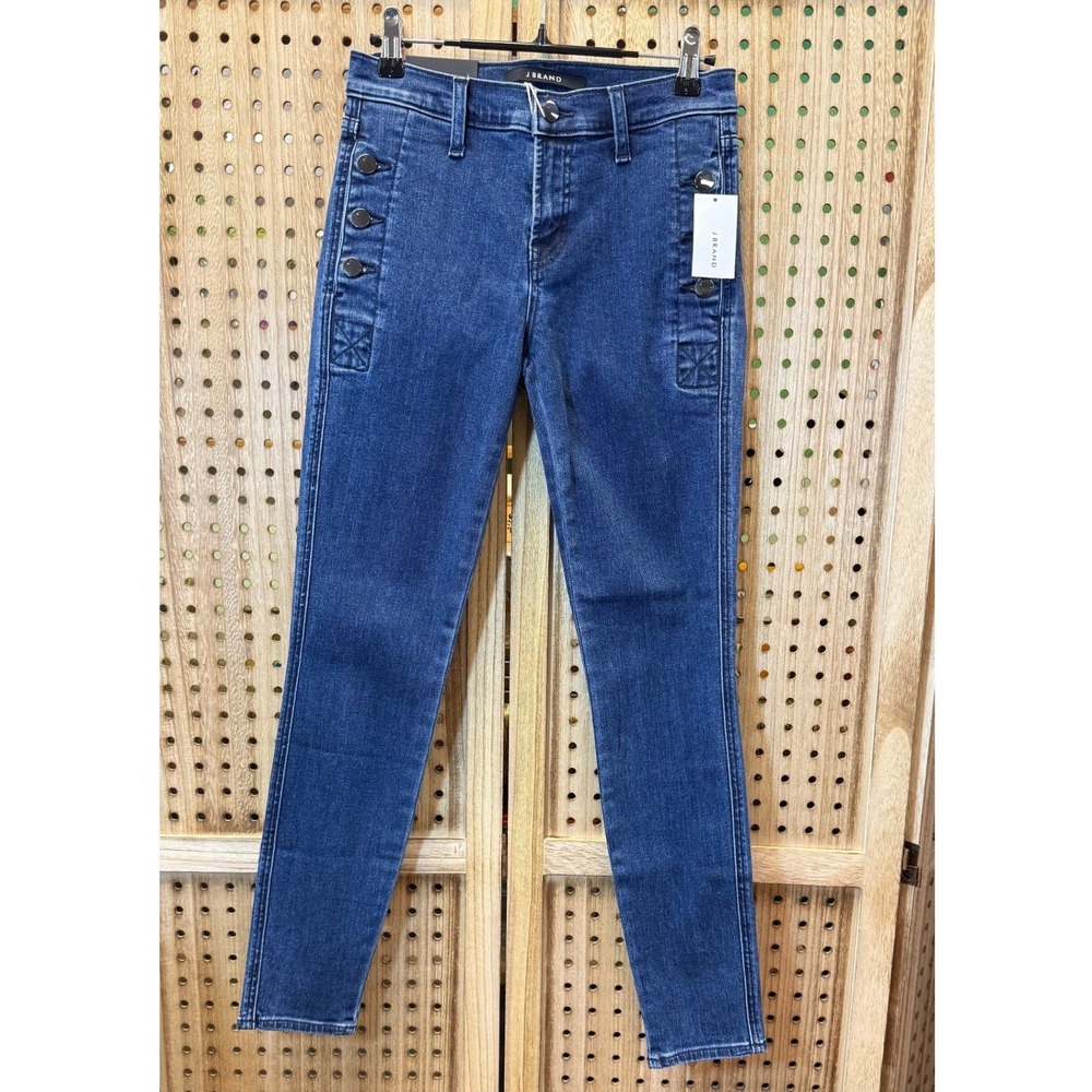 J Brand Zion Blue Denim‎ Skinny Ankle Button Accent Jeans Womens size 25